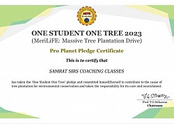 ONE STUDENT ONE TREE Certificate